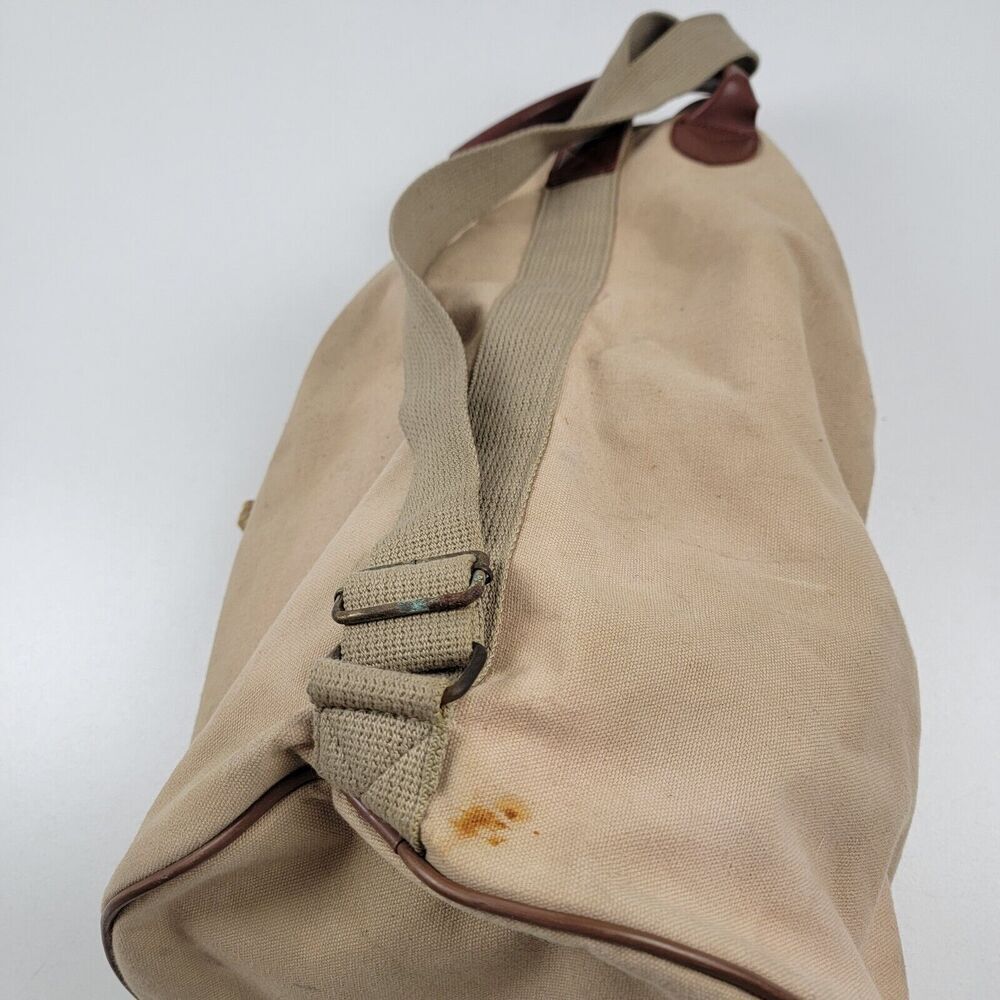Vintage 90s Ralph Lauren Canvas Drawstring Bucket Bag Backpack Khaki Distressed - Picture 9 of 15